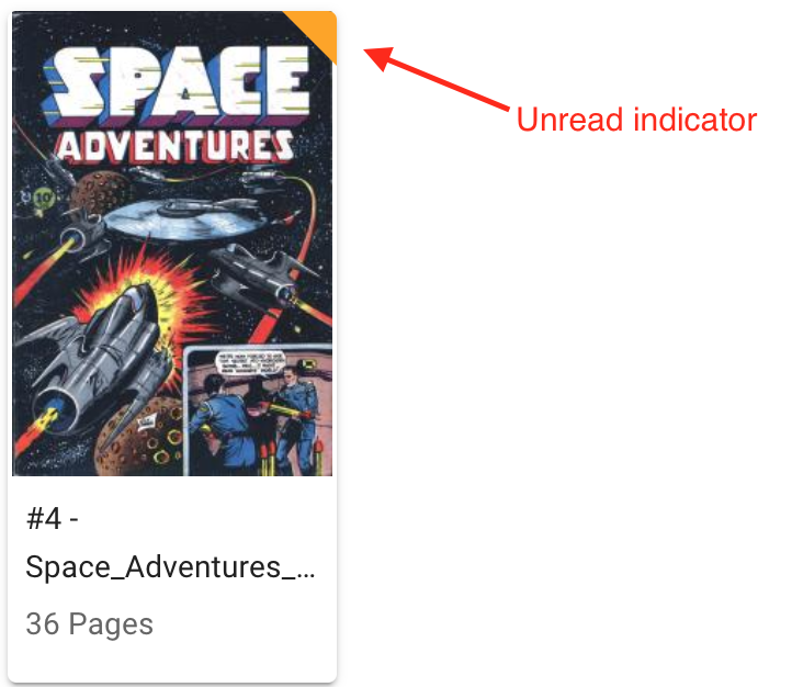 Book card showing unread indicator